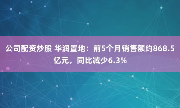 公司配资炒股 华润置地：前5个月销售额约868.5亿元，同比减少6.3%